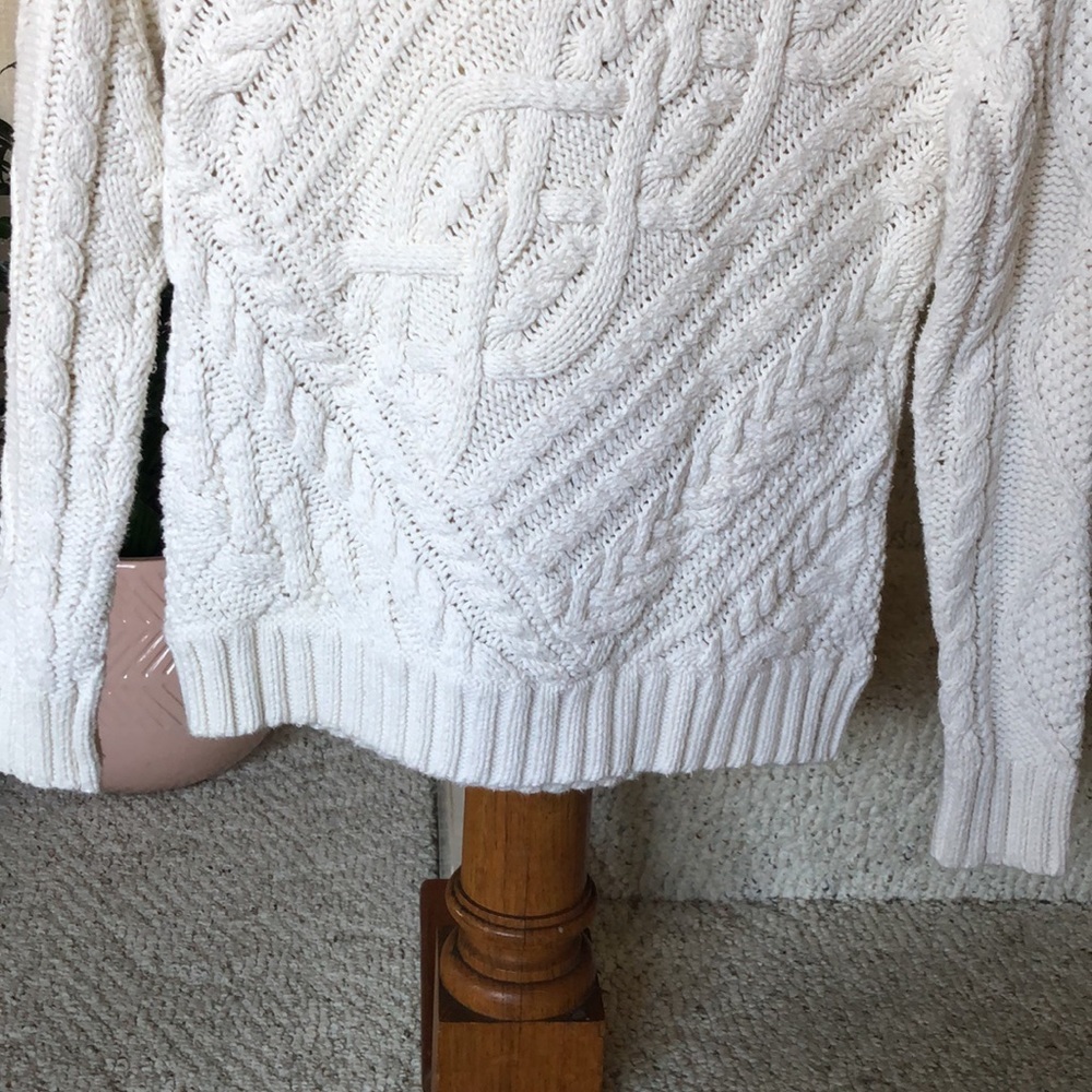 Polo Ralph Lauren White Cable Knit Pop Over Sweater - Picture 7 of 12